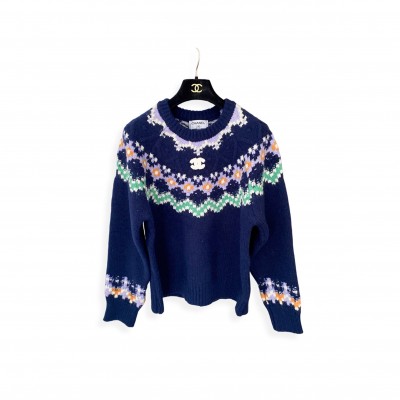 CHANEL FAIRISLE JUMPER WOMEN CASUAL LONG SLEEVE JUMPERS 